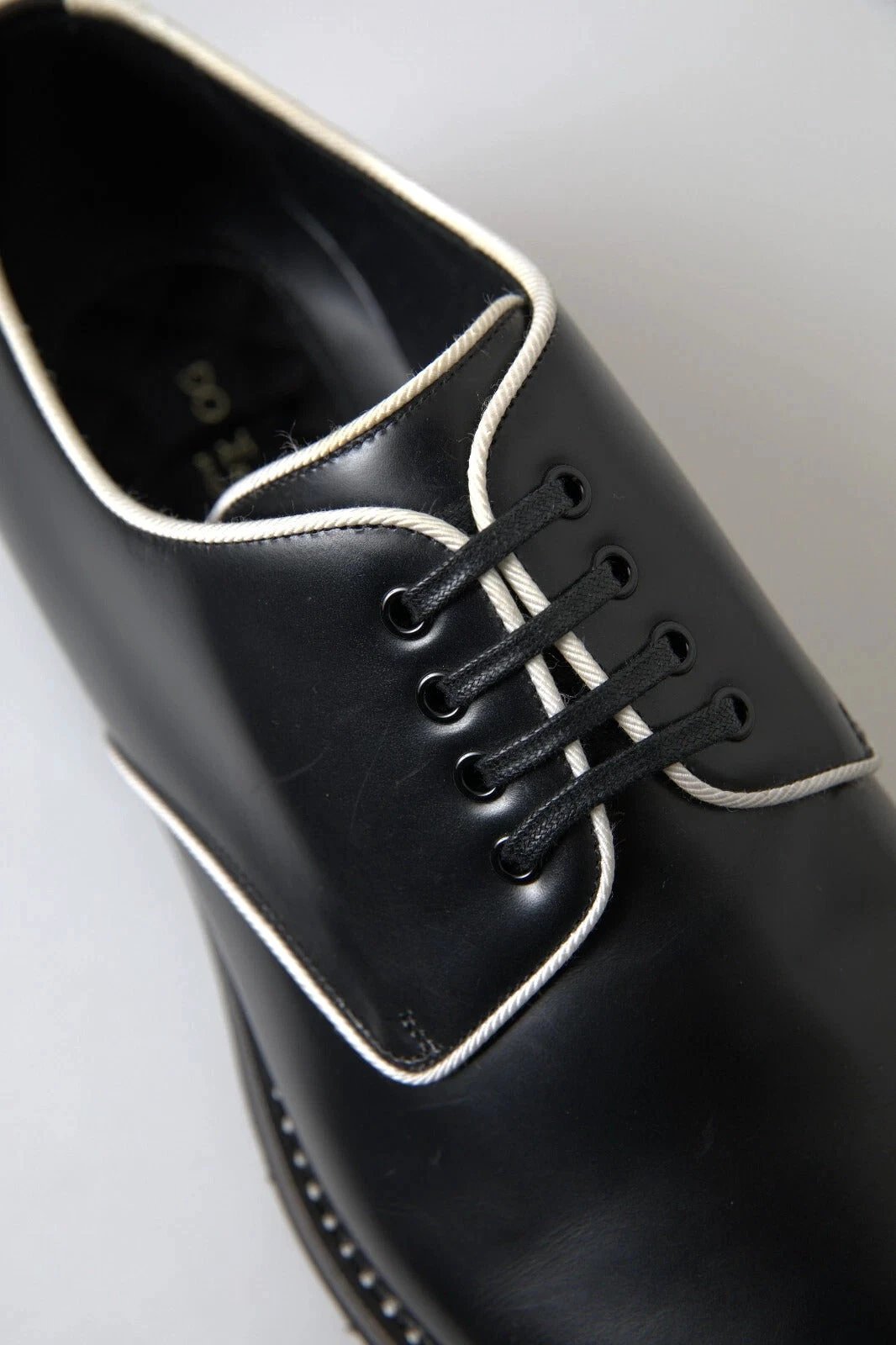 Dolce & Gabbana Black White Leather Formal Dress Shoes by Dolce & Gabbana