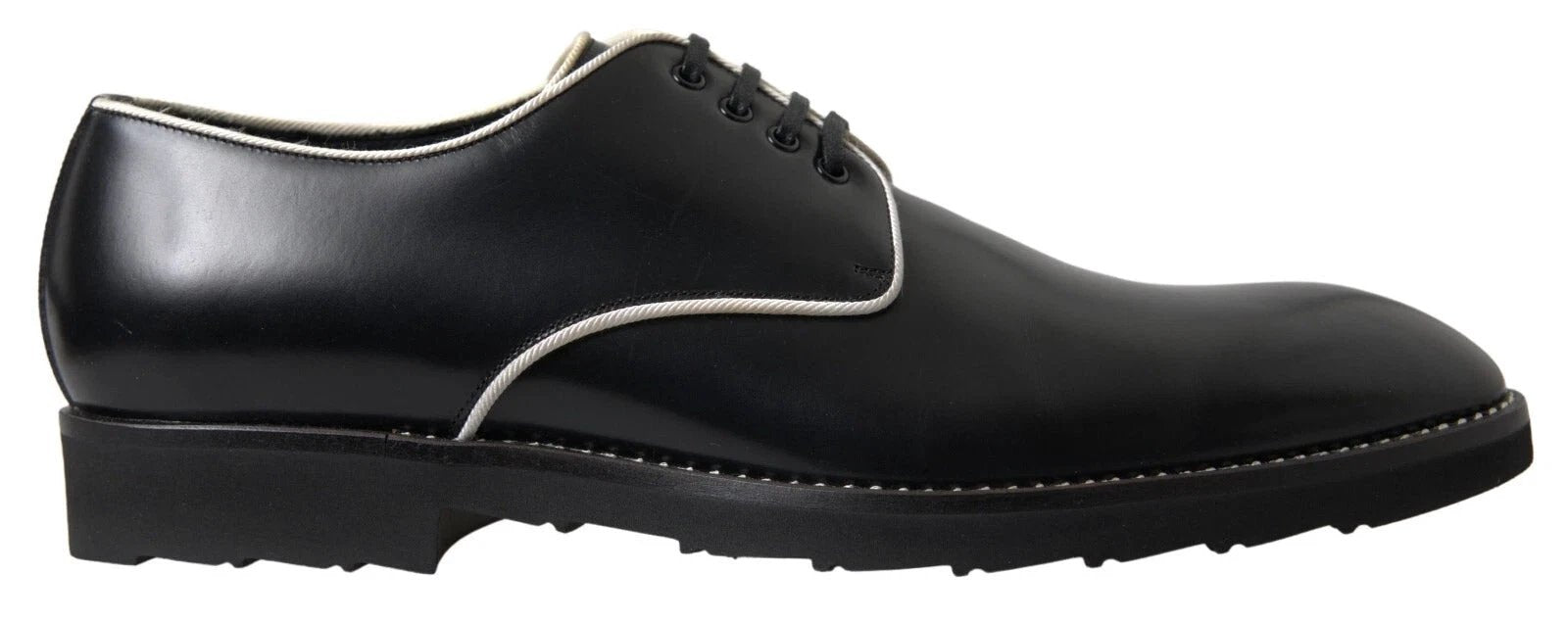 Dolce & Gabbana Black White Leather Formal Dress Shoes by Dolce & Gabbana