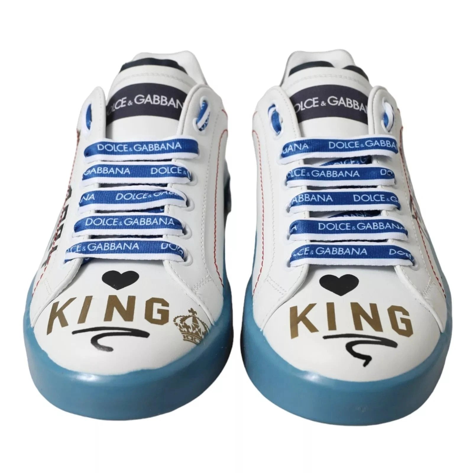 Dolce & Gabbana Blue White Printed Portofino Melt Sneakers by Dolce & Gabbana