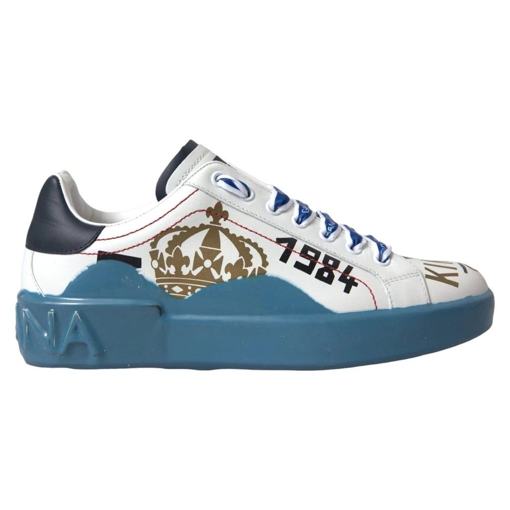 Dolce & Gabbana Blue White Printed Portofino Melt Sneakers by Dolce & Gabbana