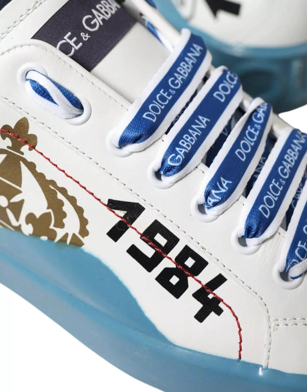 Dolce & Gabbana Blue White Printed Portofino Melt Sneakers by Dolce & Gabbana