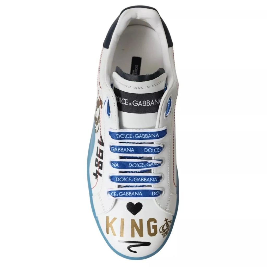 Dolce & Gabbana Blue White Printed Portofino Melt Sneakers by Dolce & Gabbana