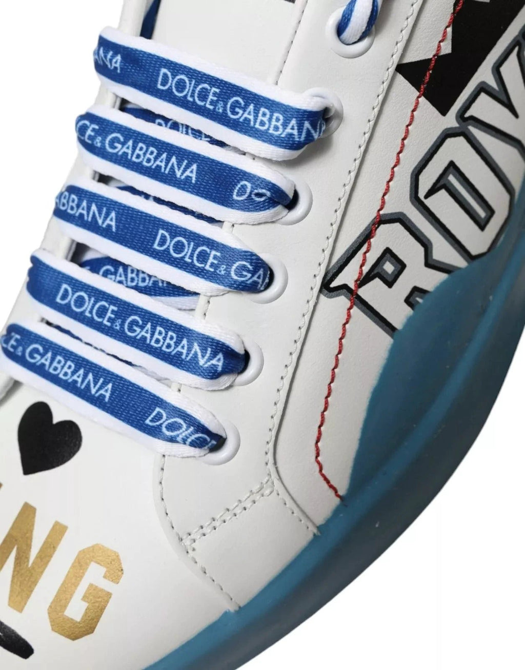 Dolce & Gabbana Blue White Printed Portofino Melt Sneakers by Dolce & Gabbana