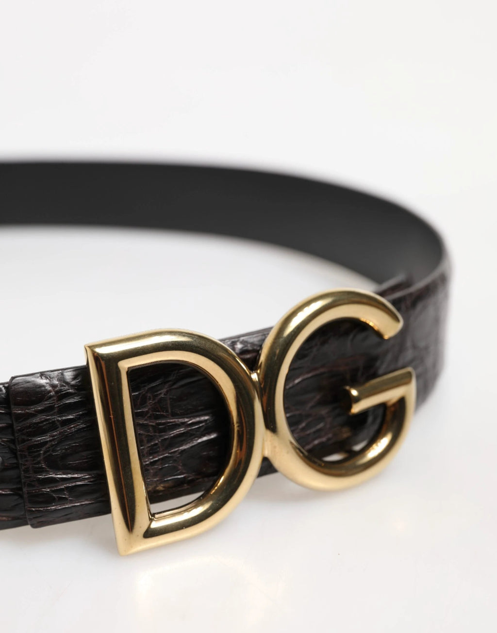 Dolce & Gabbana Black Exotic Leather DG Logo Buckle Belt by Dolce & Gabbana
