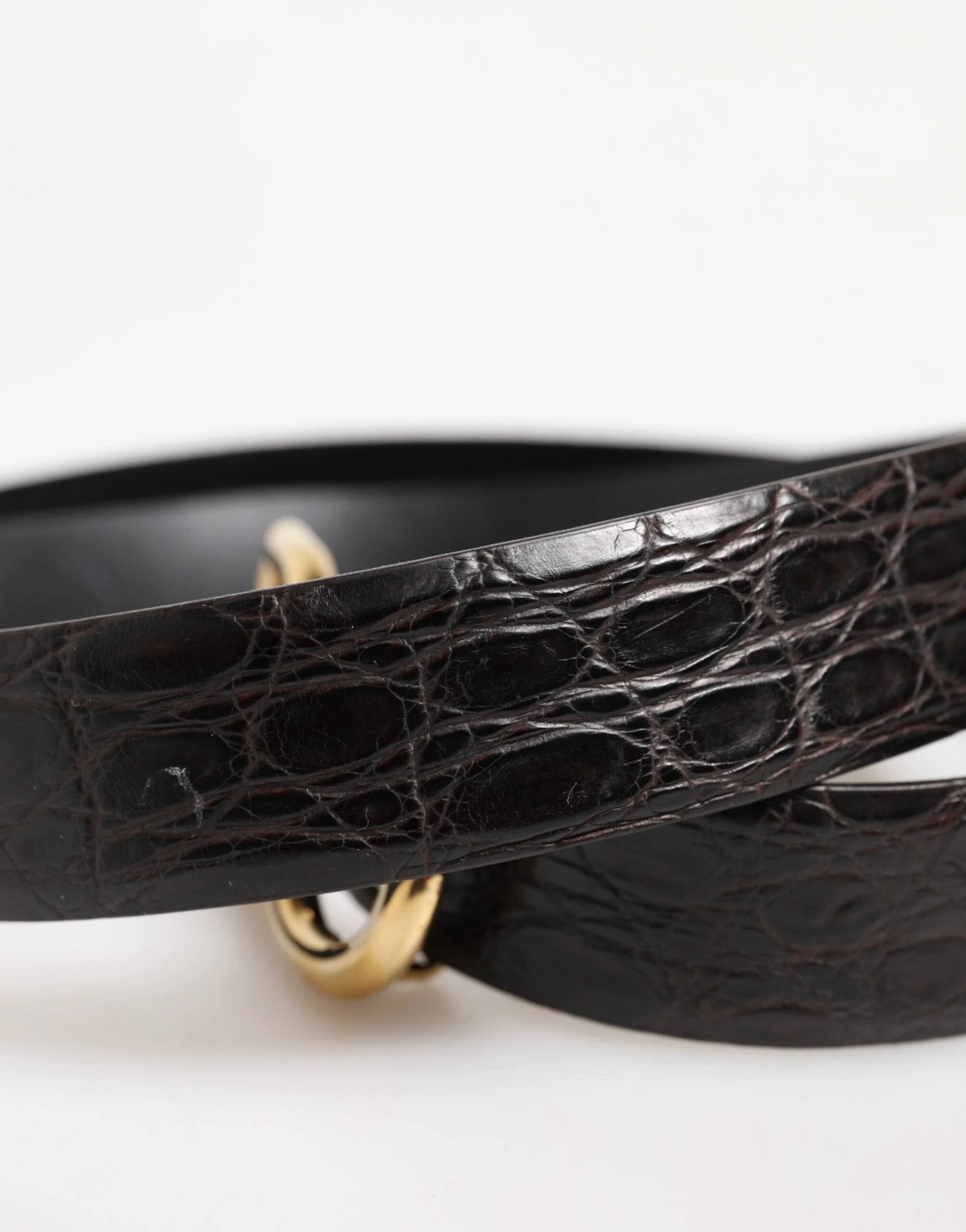 Dolce & Gabbana Black Exotic Leather DG Logo Buckle Belt by Dolce & Gabbana