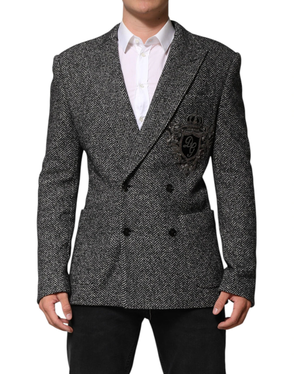 Dolce & Gabbana Black White Double Breasted Men Suit Blazer by Dolce & Gabbana