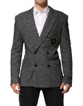 Dolce & Gabbana Black White Double Breasted Men Suit Blazer by Dolce & Gabbana