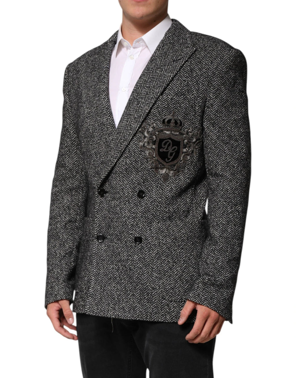 Dolce & Gabbana Black White Double Breasted Men Suit Blazer by Dolce & Gabbana