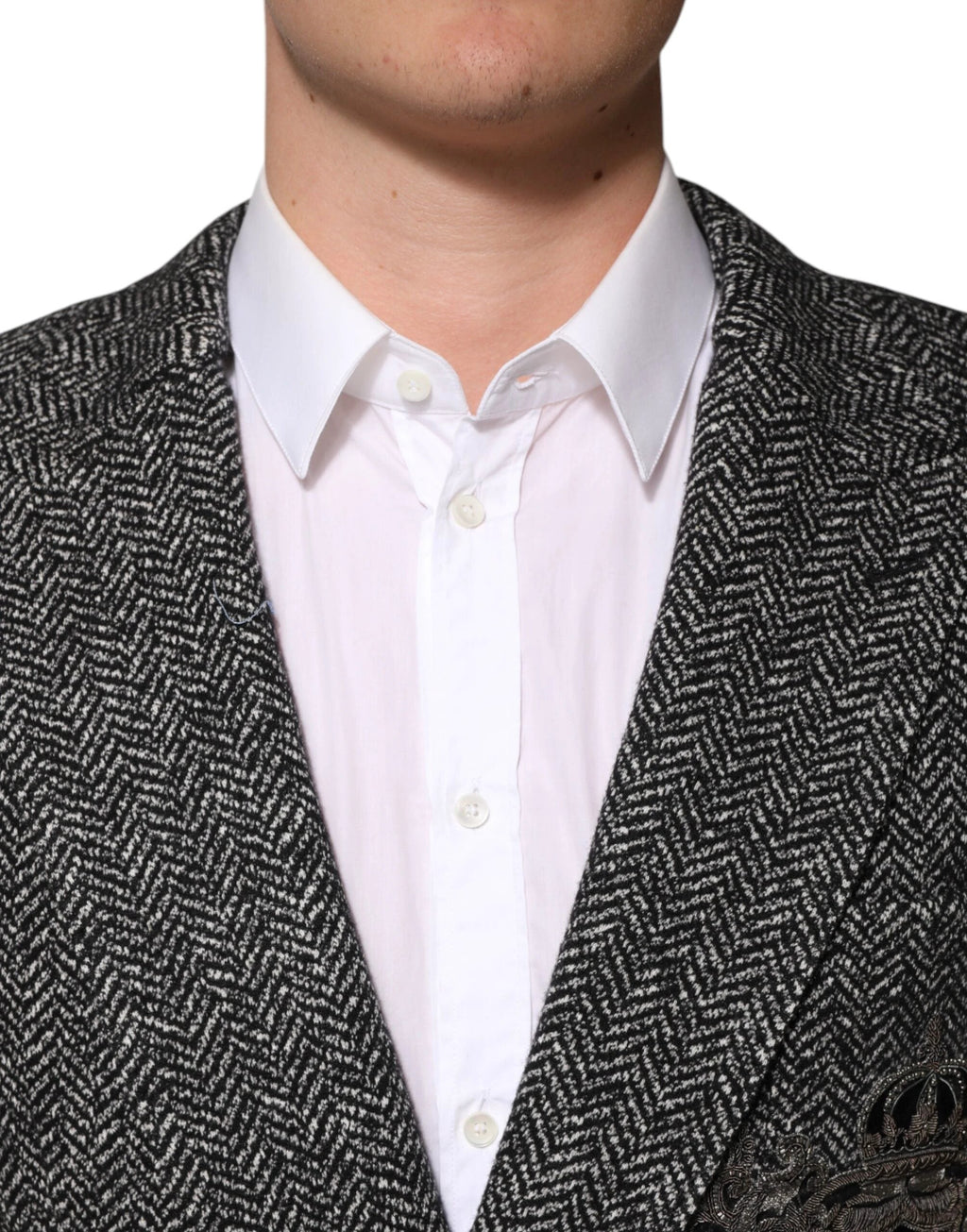 Dolce & Gabbana Black White Double Breasted Men Suit Blazer by Dolce & Gabbana