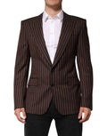 Dolce & Gabbana Black Brown Stripe Single Breasted Blazer by Dolce & Gabbana