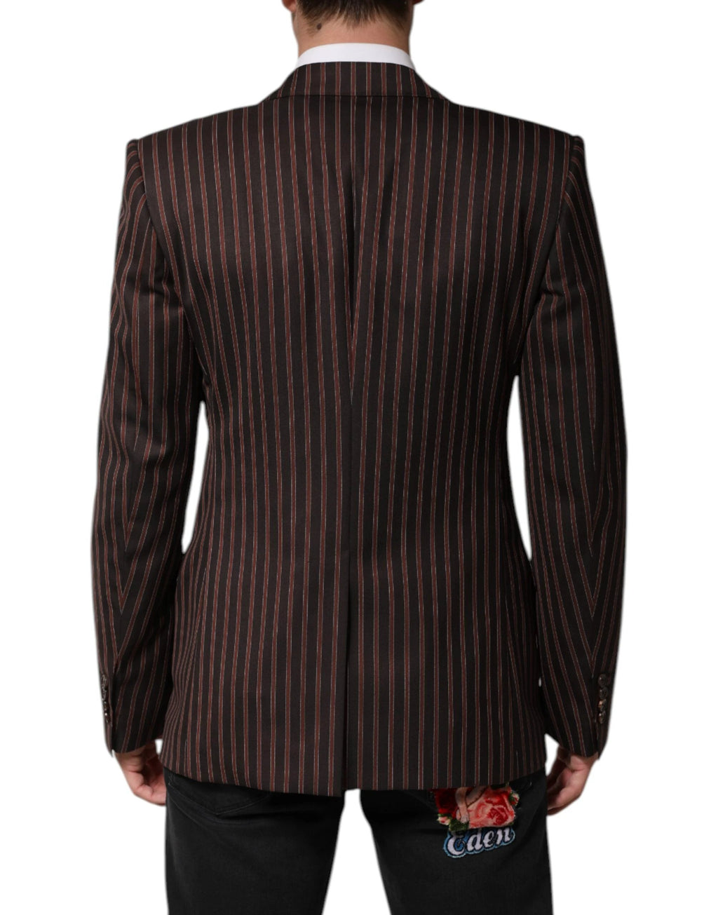 Dolce & Gabbana Black Brown Stripe Single Breasted Blazer by Dolce & Gabbana