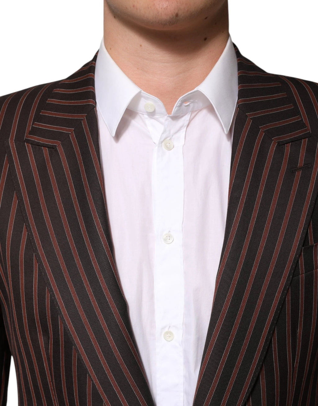 Dolce & Gabbana Black Brown Stripe Single Breasted Blazer by Dolce & Gabbana