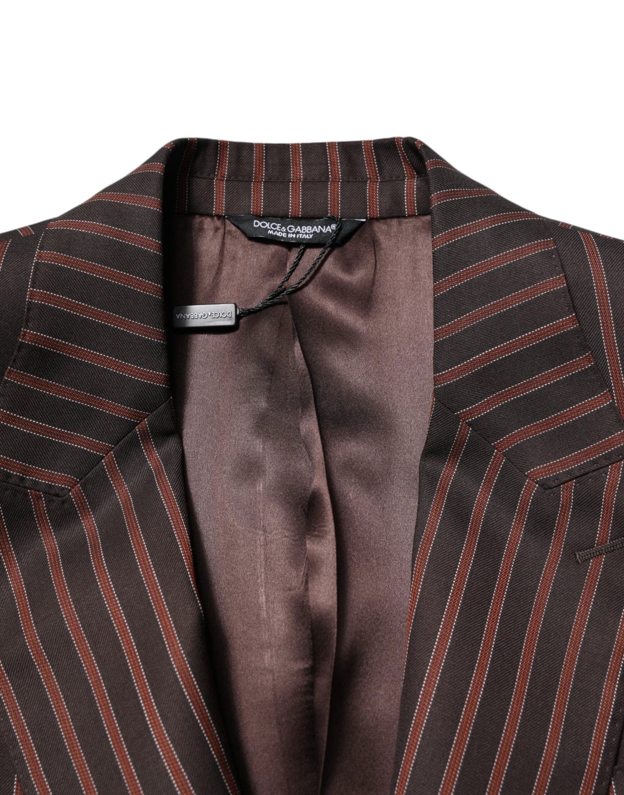 Dolce & Gabbana Black Brown Stripe Single Breasted Blazer by Dolce & Gabbana