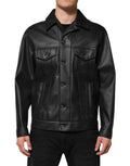 Dolce & Gabbana Black Polyester Button Down Biker Jacket by Dolce & Gabbana