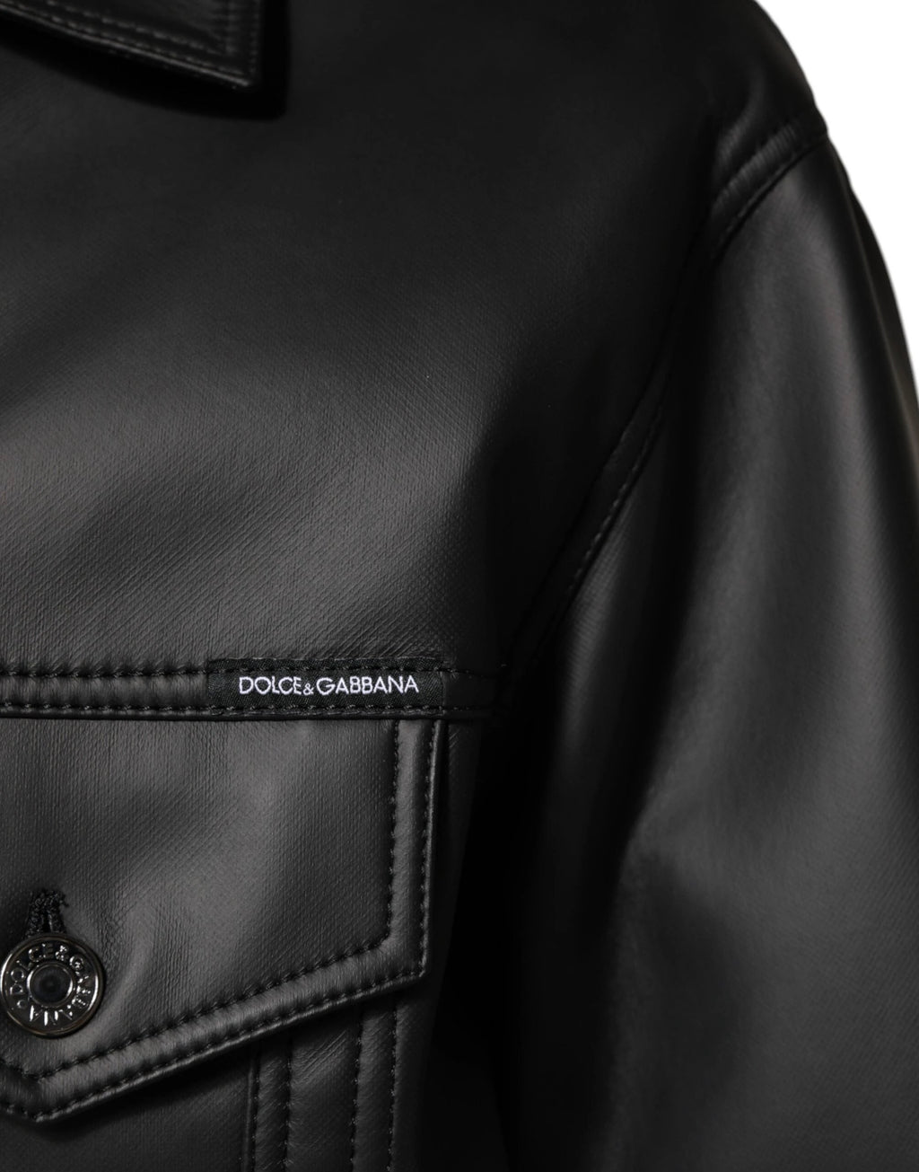 Dolce & Gabbana Black Polyester Button Down Biker Jacket by Dolce & Gabbana
