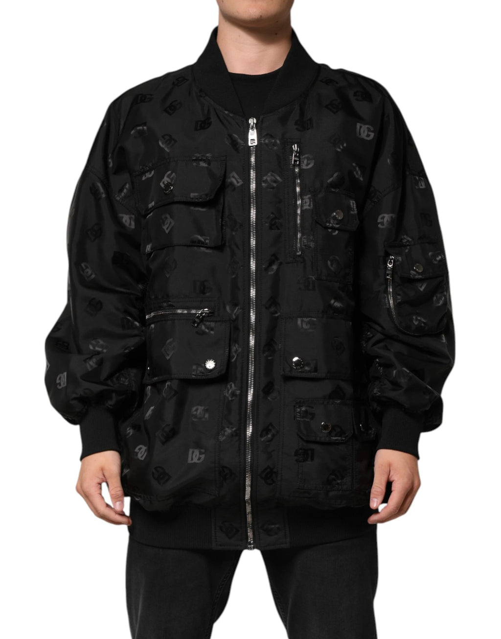 Dolce & Gabbana Black Cargo Windbraker Logo Mania Jacket by Dolce & Gabbana