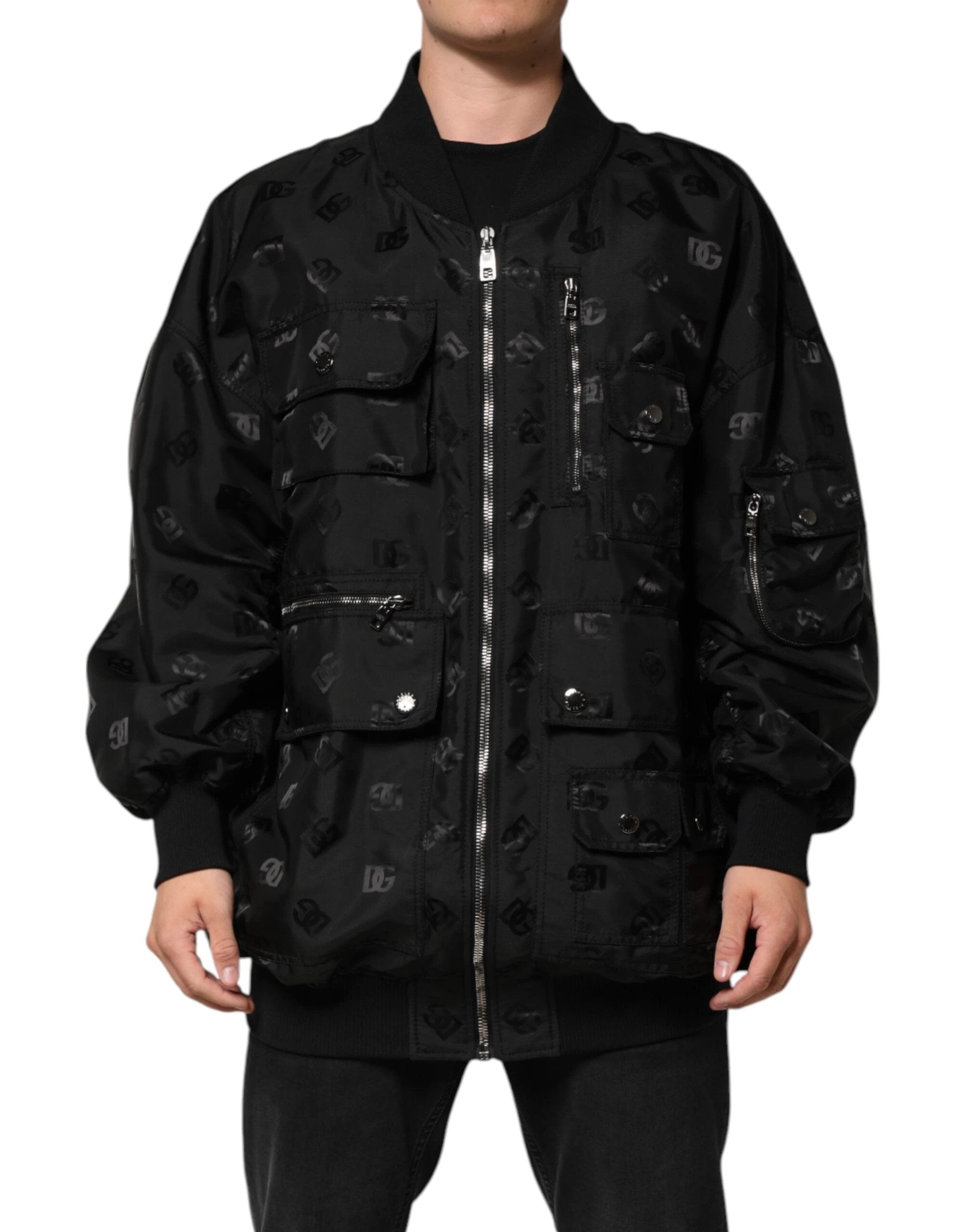 Dolce & Gabbana Black Cargo Windbraker Logo Mania Jacket by Dolce & Gabbana