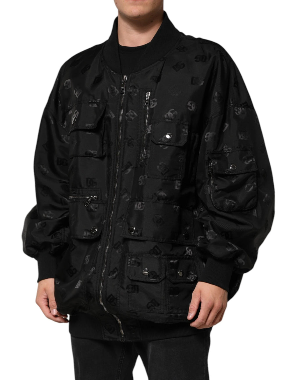 Dolce & Gabbana Black Cargo Windbraker Logo Mania Jacket by Dolce & Gabbana