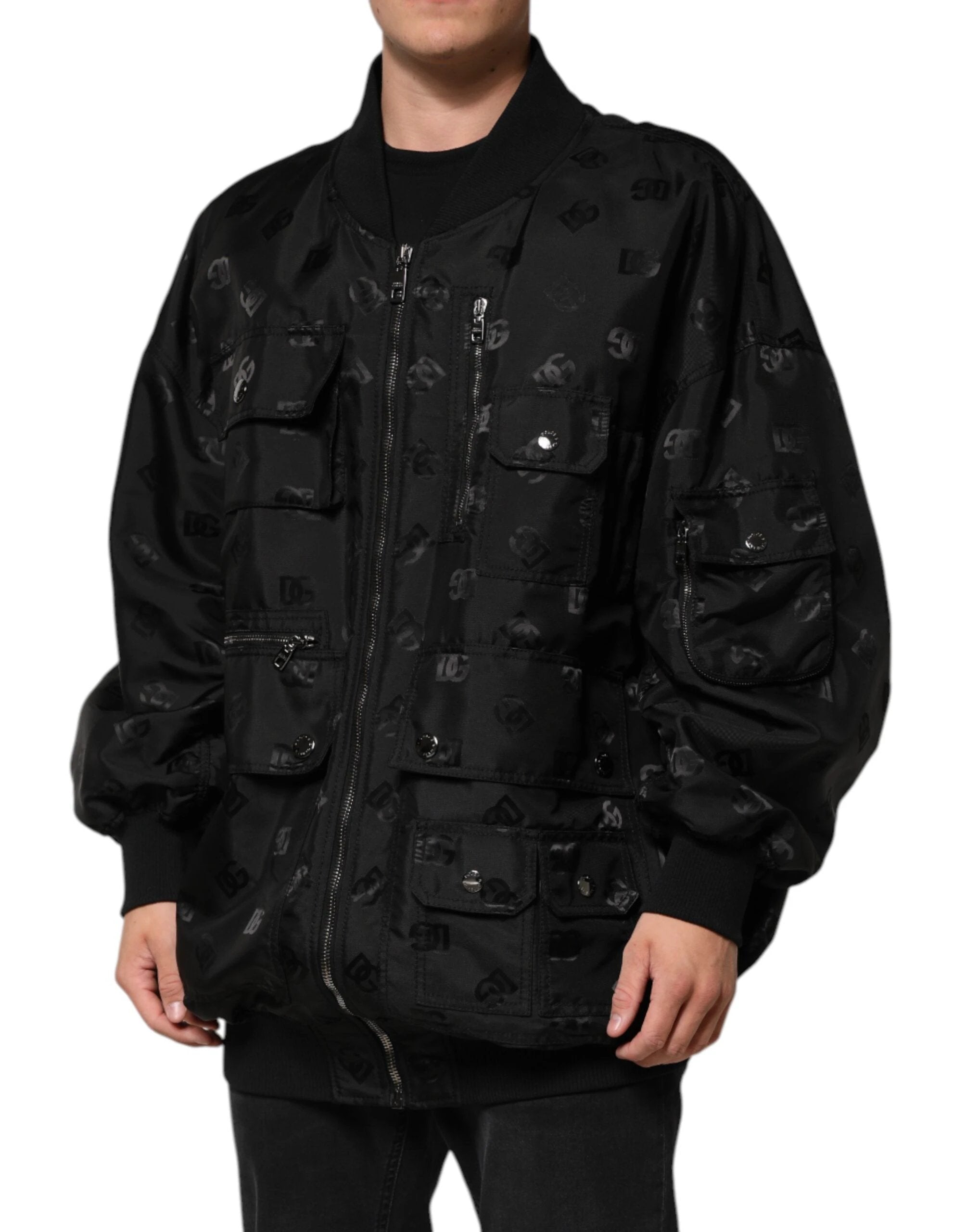 Dolce & Gabbana Black Cargo Windbraker Logo Mania Jacket by Dolce & Gabbana