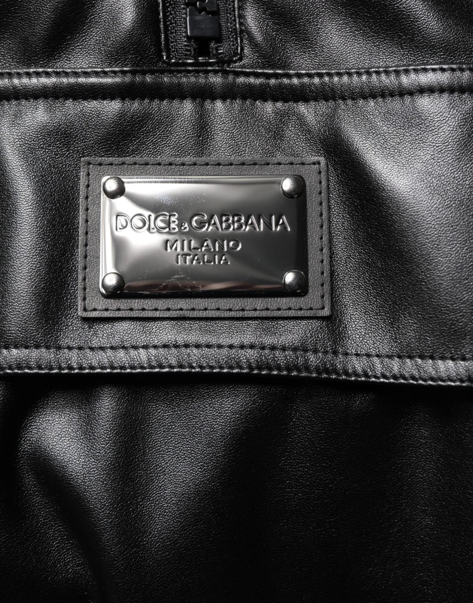 Dolce & Gabbana Black Polyester Logo Plaque Bomber Jacket by Dolce & Gabbana