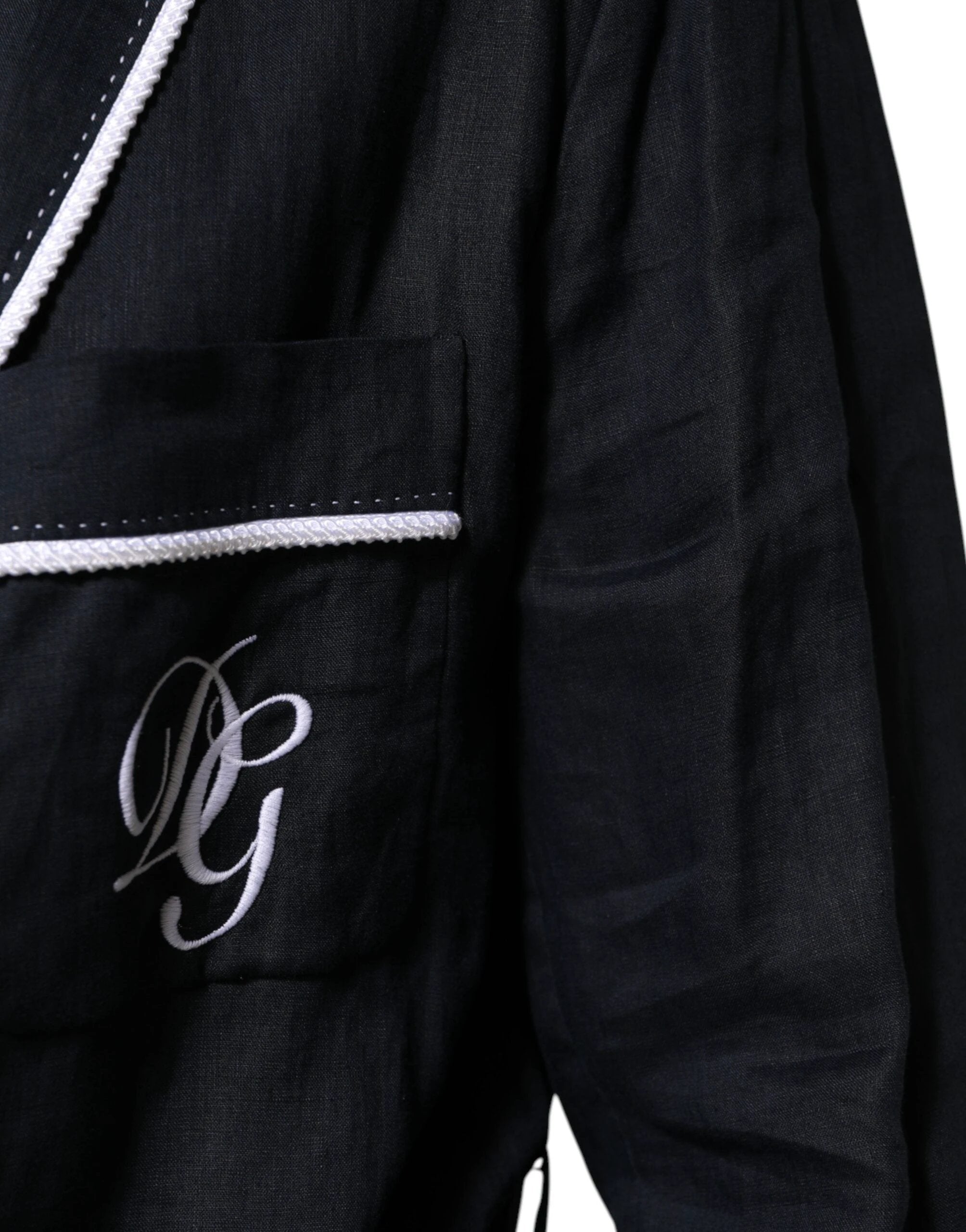 Dolce & Gabbana Dark Blue DG Embroidery Jacket Robe Blazer by Dolce & Gabbana