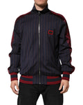 Dolce & Gabbana Blue Red Striped Logo Plaque Full Zip Jacket by Dolce & Gabbana