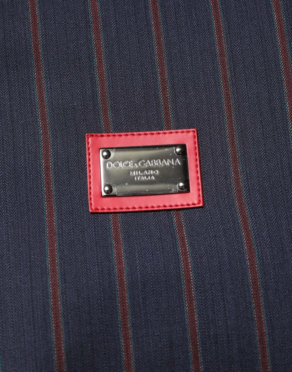 Dolce & Gabbana Blue Red Striped Logo Plaque Full Zip Jacket by Dolce & Gabbana