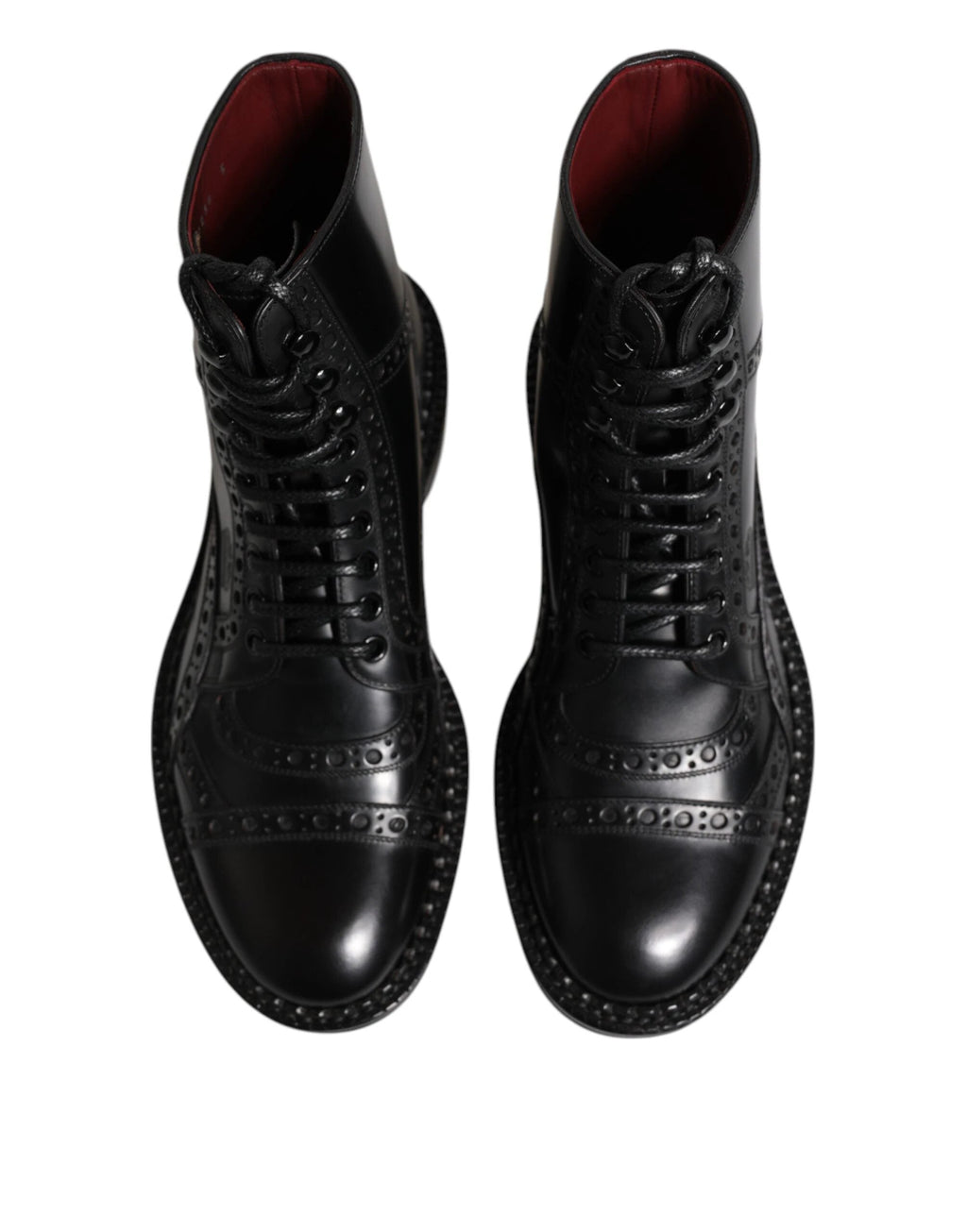 Dolce & Gabbana Black Leather Lace Up Mid Calf Boots Shoes by Dolce & Gabbana