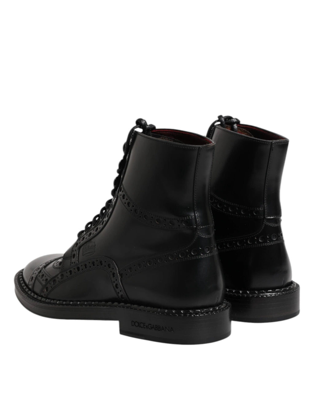 Dolce & Gabbana Black Leather Lace Up Mid Calf Boots Shoes by Dolce & Gabbana