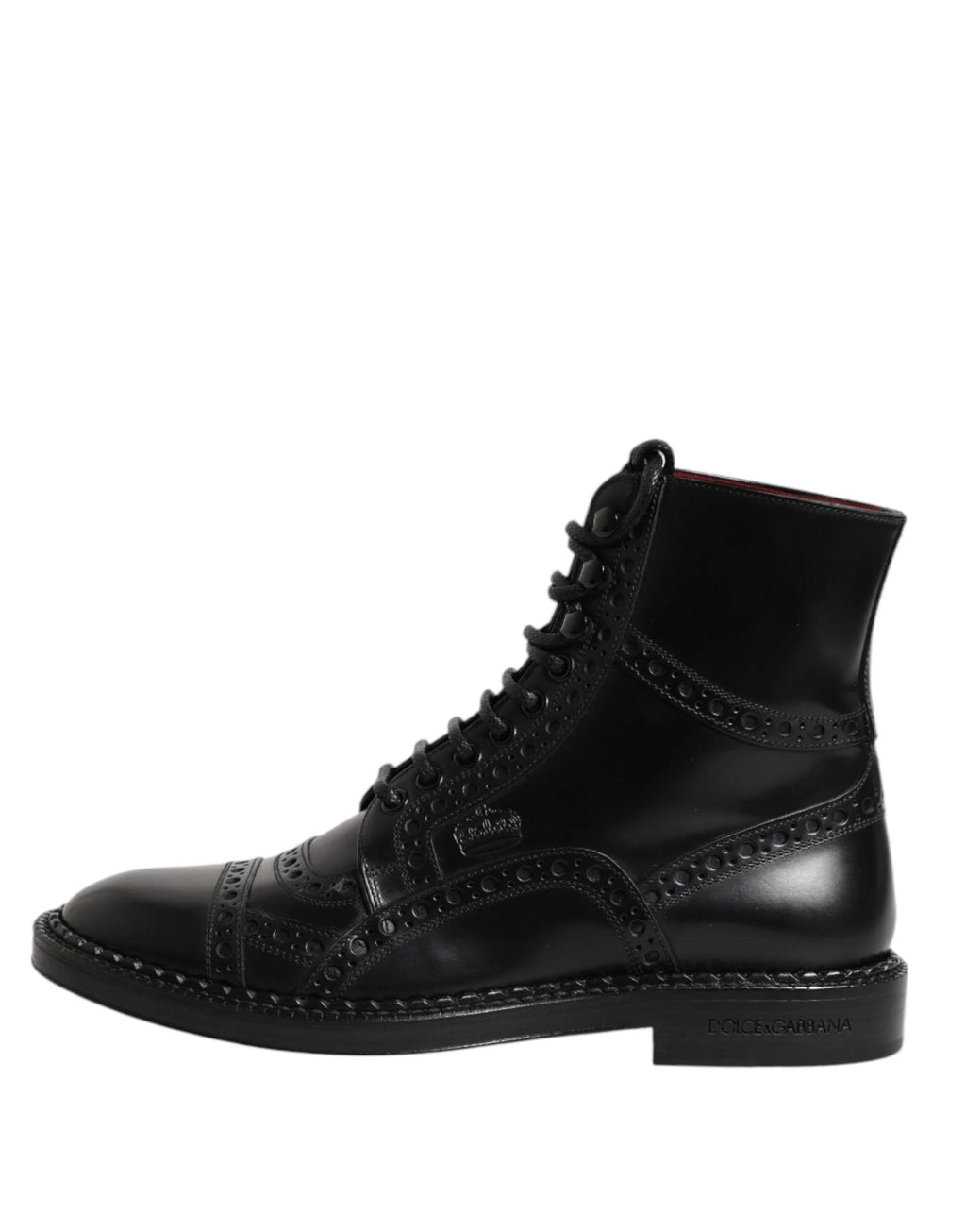 Dolce & Gabbana Black Leather Lace Up Mid Calf Boots Shoes by Dolce & Gabbana
