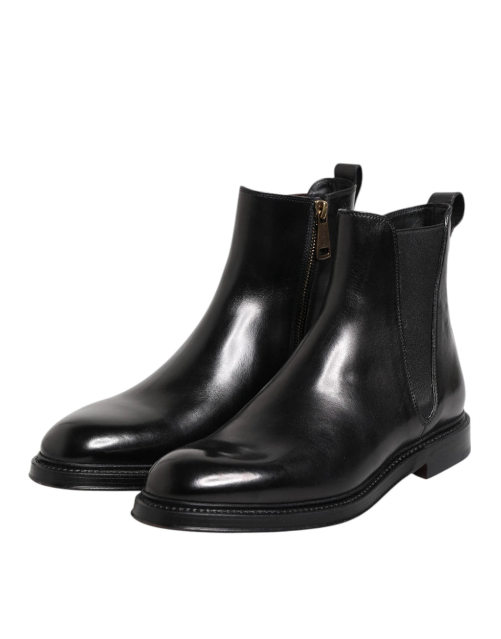 Dolce & Gabbana Black Chelsea Leather Mid Calf Boots Shoes by Dolce & Gabbana