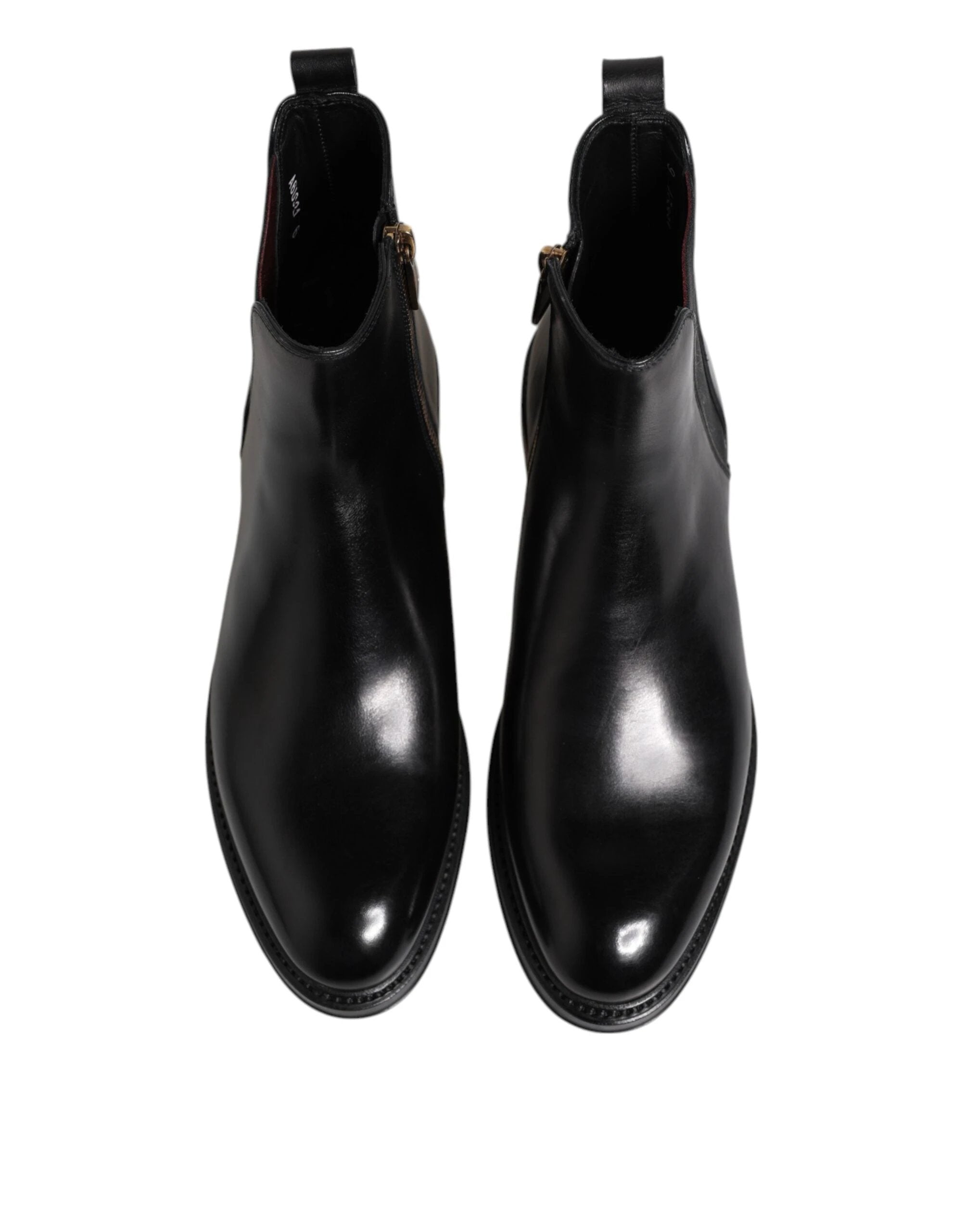 Dolce & Gabbana Black Chelsea Leather Mid Calf Boots Shoes by Dolce & Gabbana