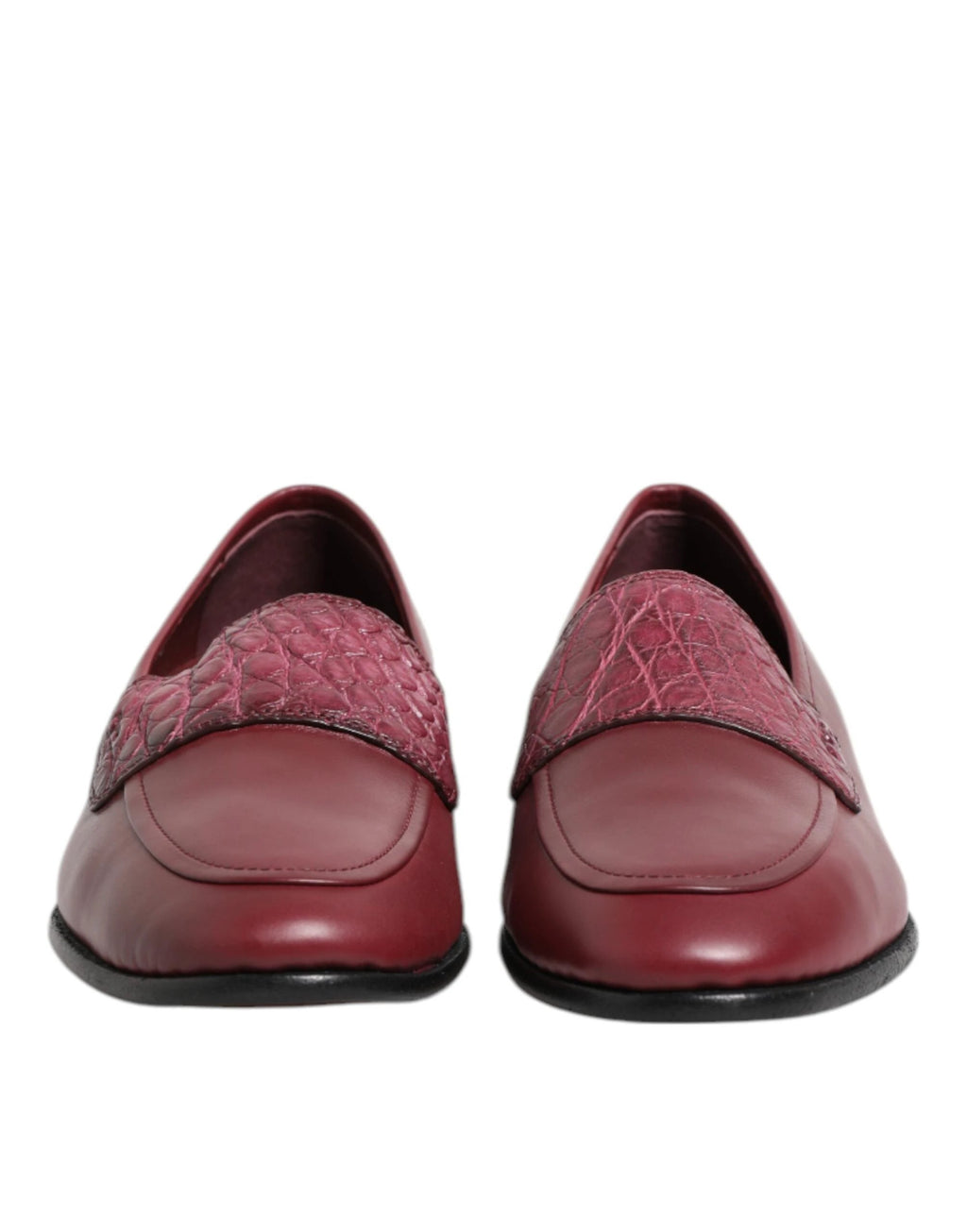 Dolce & Gabbana Burgundy Leather Formal Slip On Shoes by Dolce & Gabbana