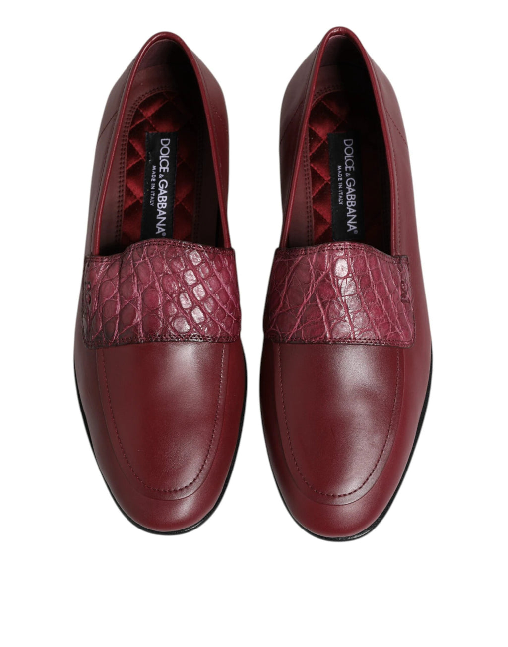 Dolce & Gabbana Burgundy Leather Formal Slip On Shoes by Dolce & Gabbana