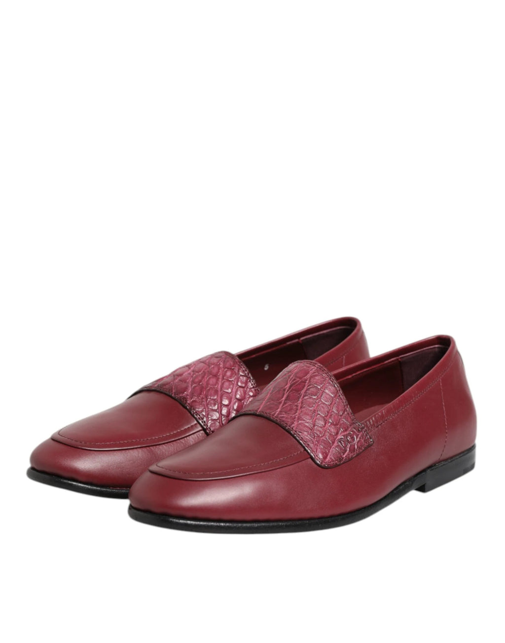 Dolce & Gabbana Burgundy Leather Formal Slip On Shoes by Dolce & Gabbana