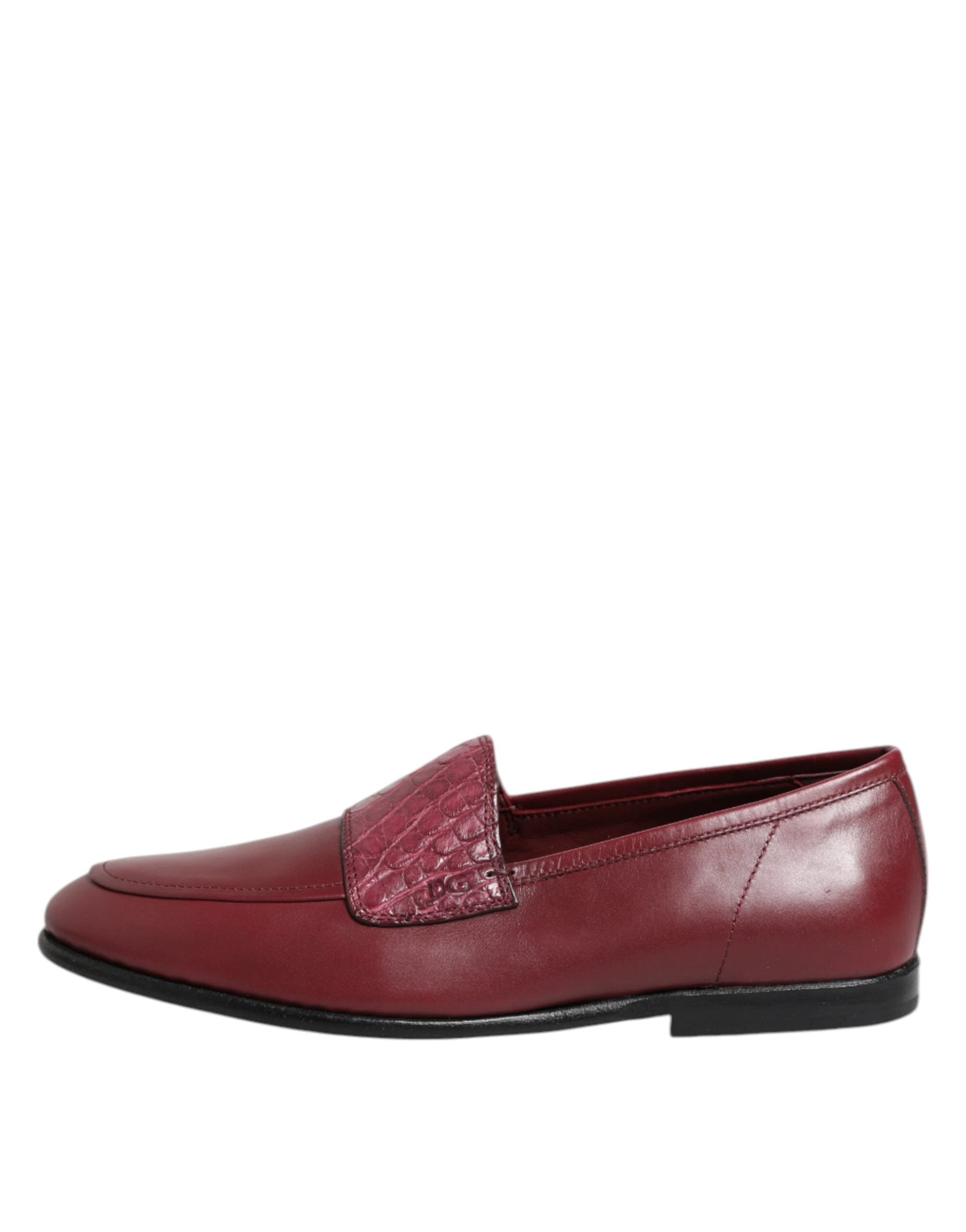 Dolce & Gabbana Burgundy Leather Formal Slip On Shoes by Dolce & Gabbana