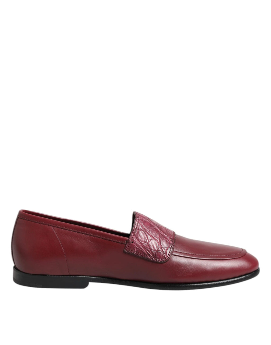 Dolce & Gabbana Burgundy Leather Formal Slip On Shoes by Dolce & Gabbana