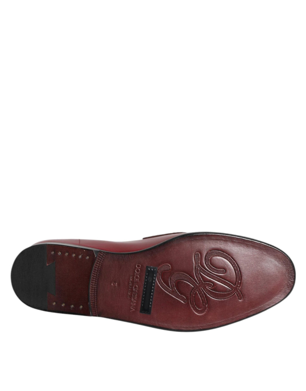 Dolce & Gabbana Burgundy Leather Formal Slip On Shoes by Dolce & Gabbana