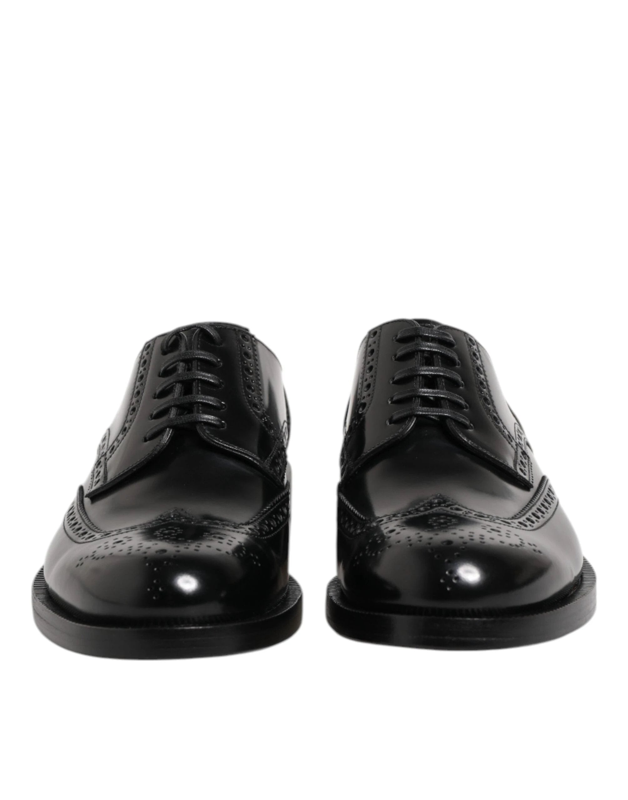 Dolce & Gabbana Black Leather Derby Wingtip Formal Shoes by Dolce & Gabbana