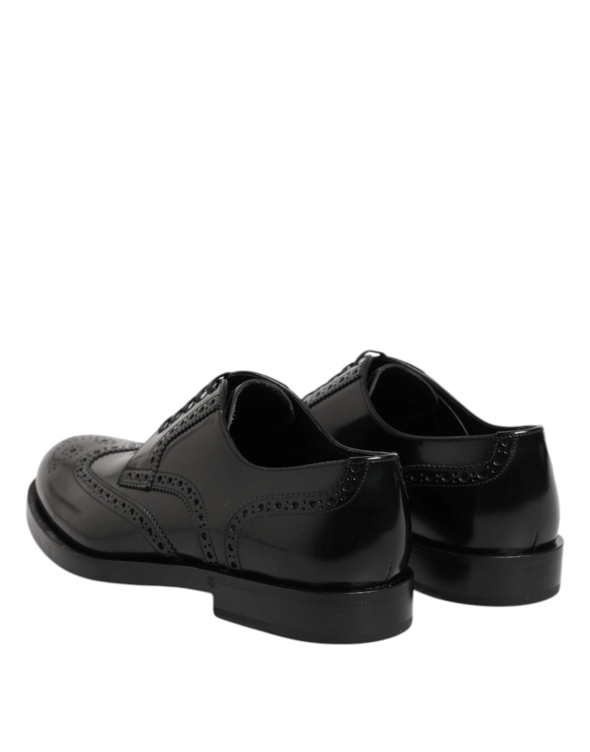 Dolce & Gabbana Black Leather Derby Wingtip Formal Shoes by Dolce & Gabbana