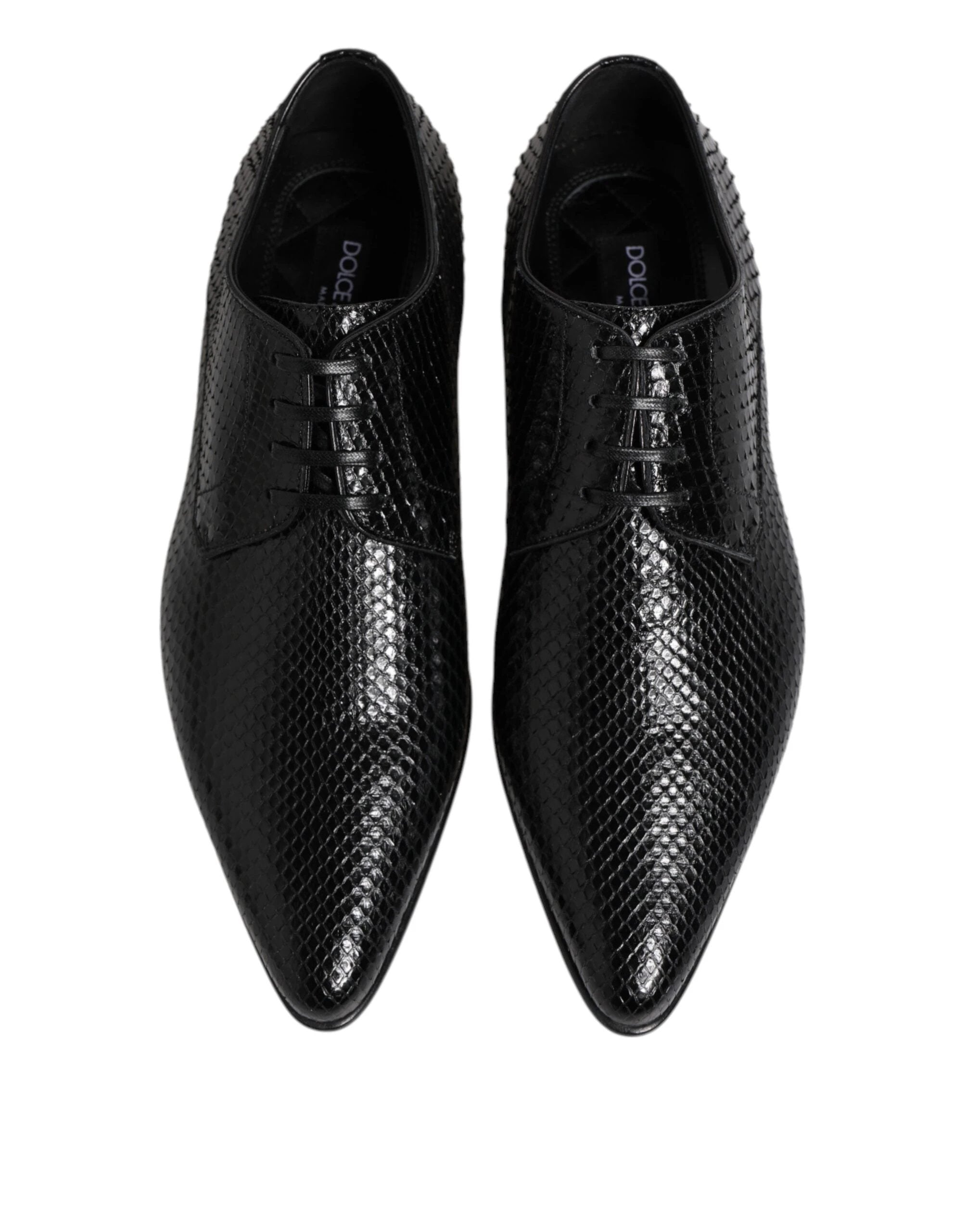 Dolce & Gabbana Black Exotic Leather Lace Up Derby Shoes by Dolce & Gabbana