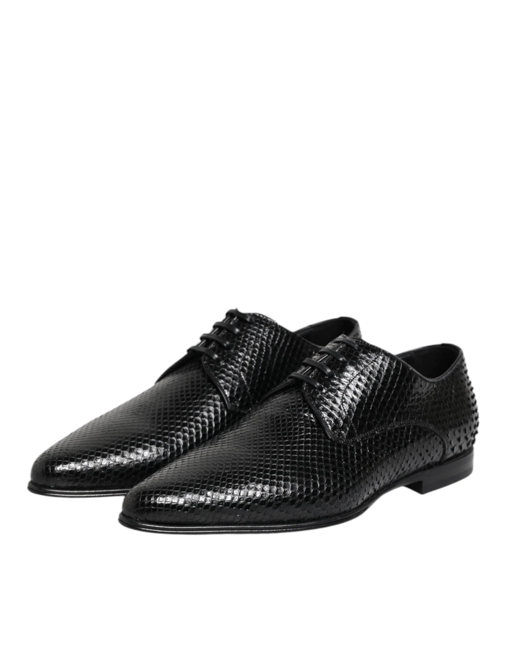 Dolce & Gabbana Black Exotic Leather Lace Up Derby Shoes by Dolce & Gabbana