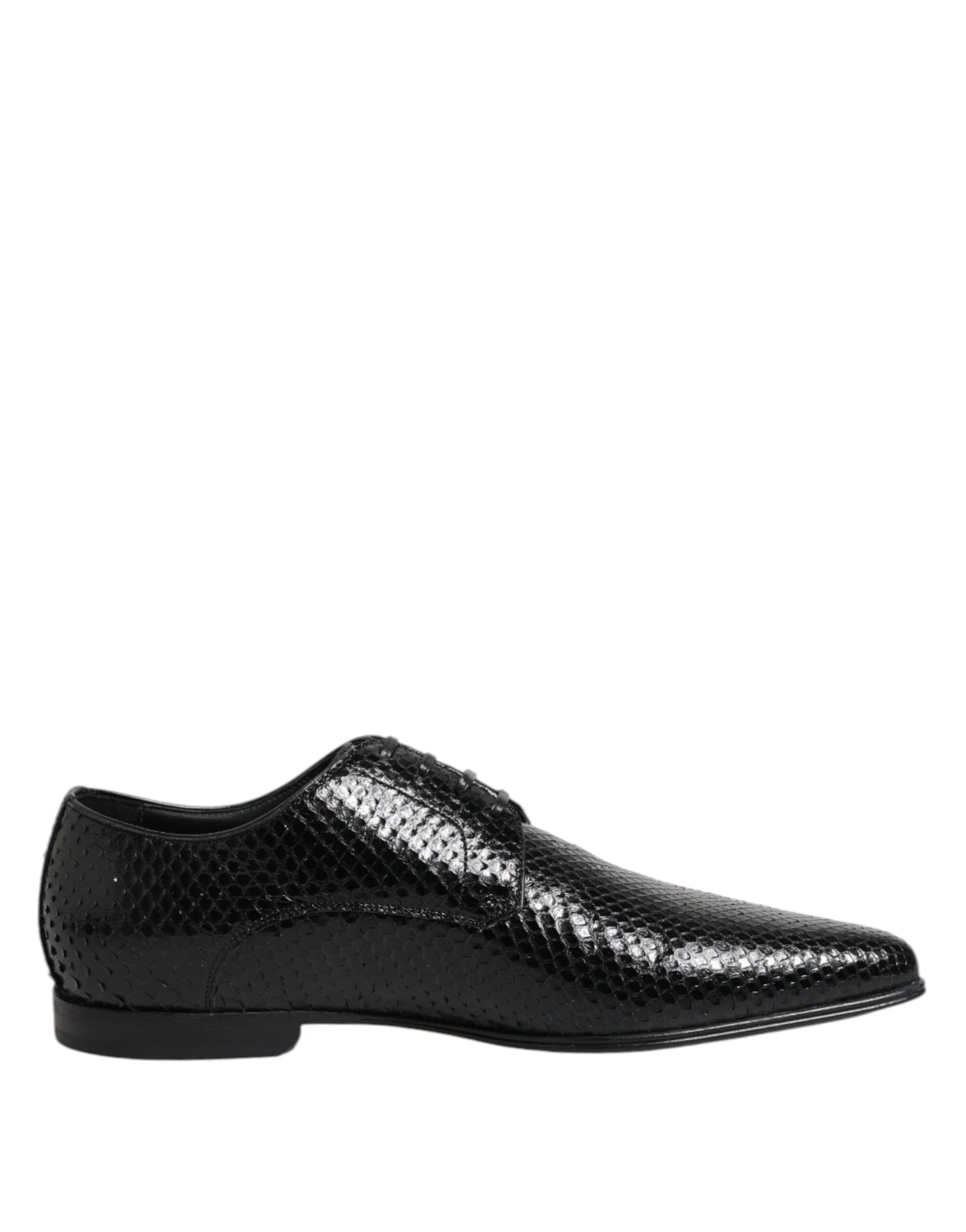 Dolce & Gabbana Black Exotic Leather Lace Up Derby Shoes by Dolce & Gabbana