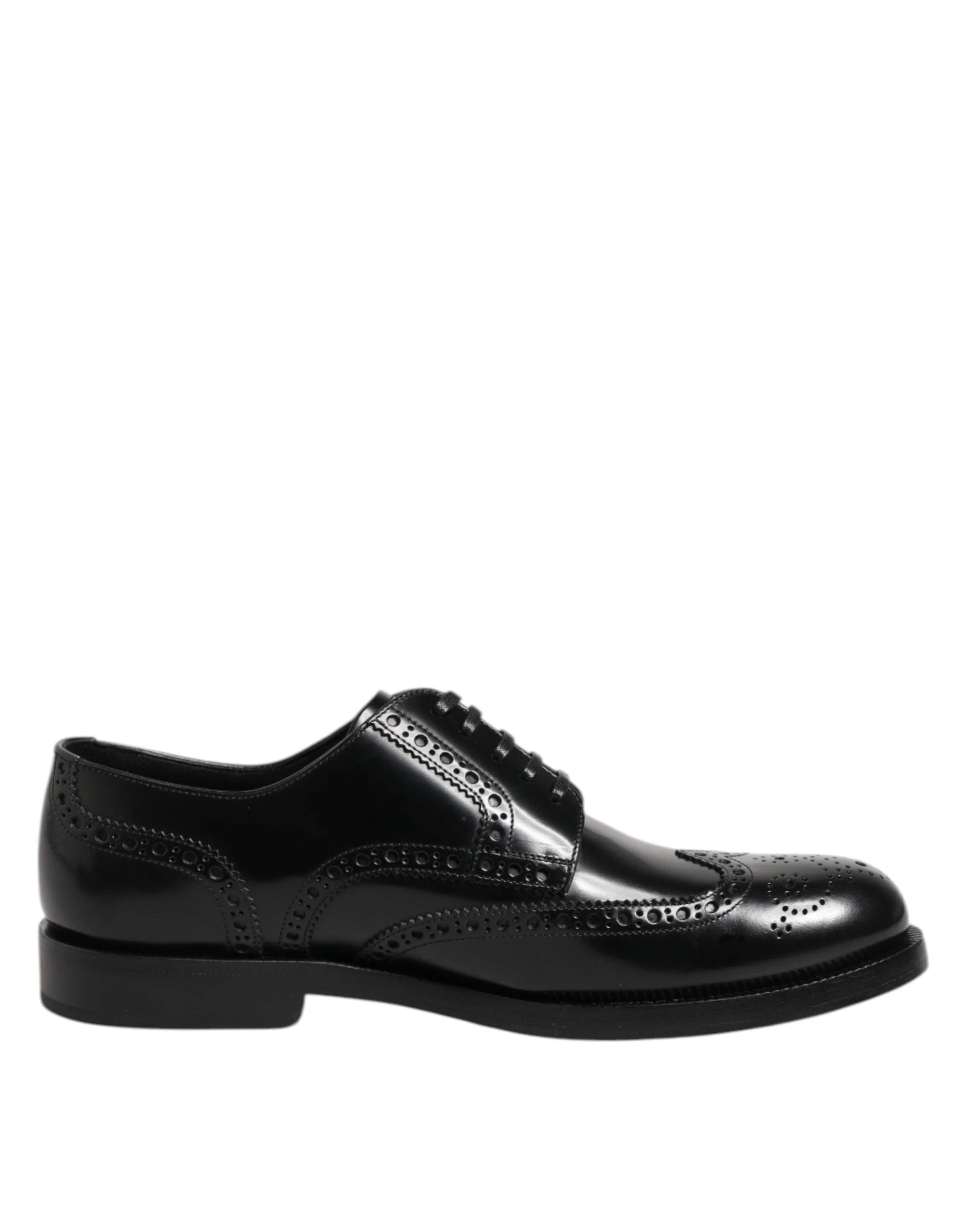 Dolce & Gabbana Black Leather Derby Wingtip Formal Shoes by Dolce & Gabbana