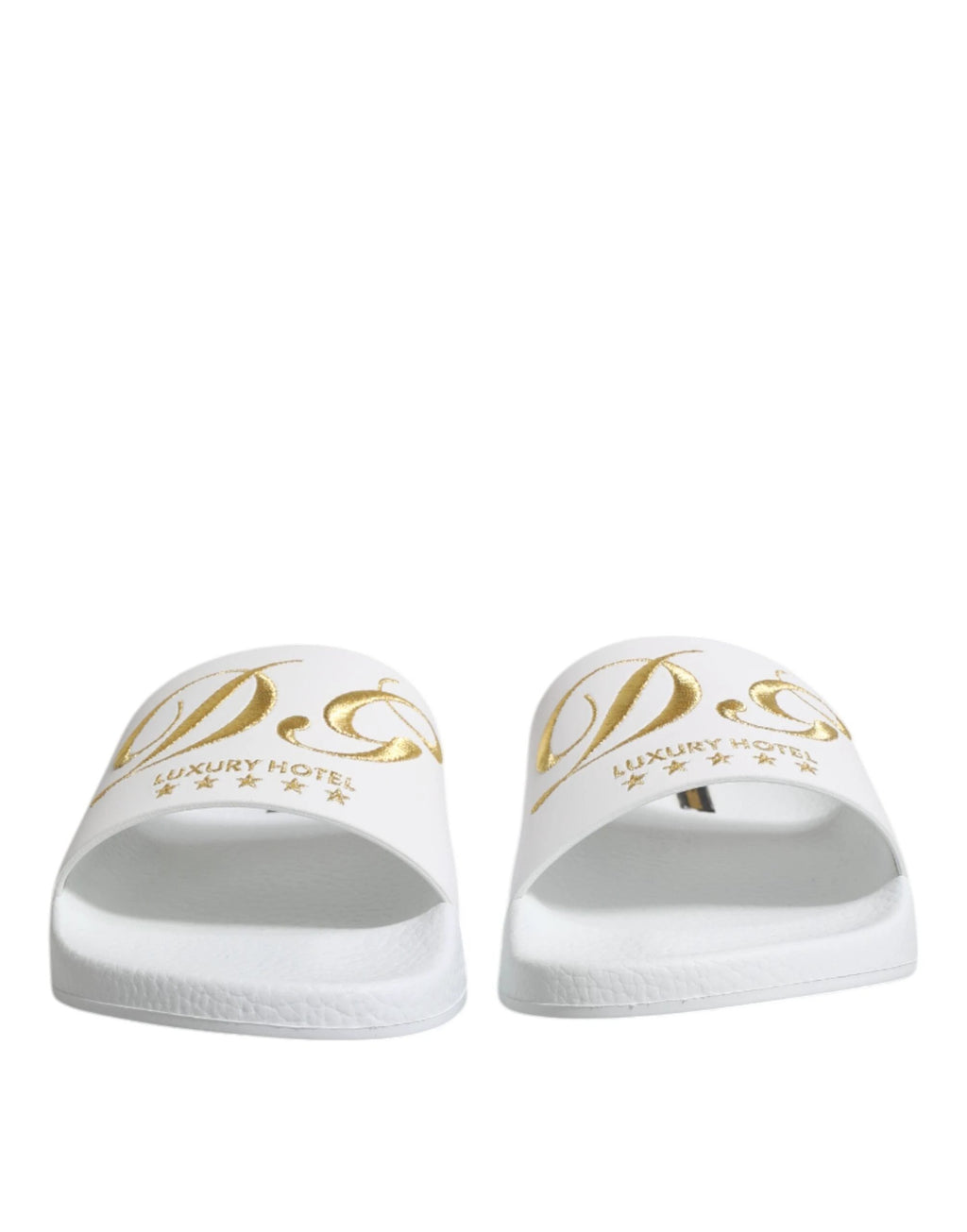 Dolce & Gabbana White Leather Slides Sandals Beachwear Shoes by Dolce & Gabbana