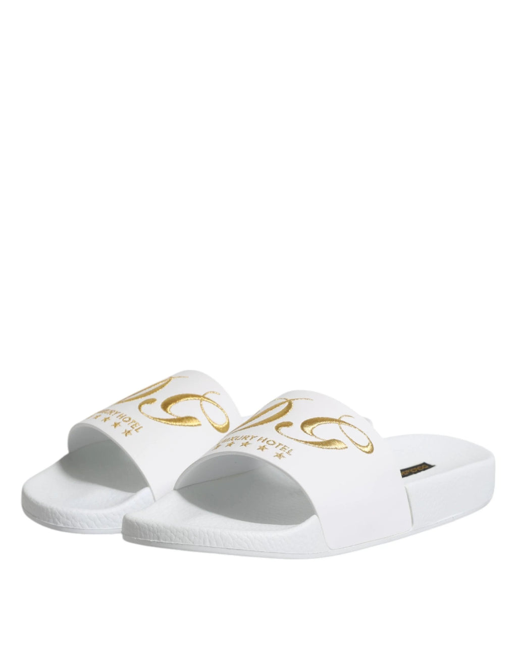 Dolce & Gabbana White Leather Slides Sandals Beachwear Shoes by Dolce & Gabbana