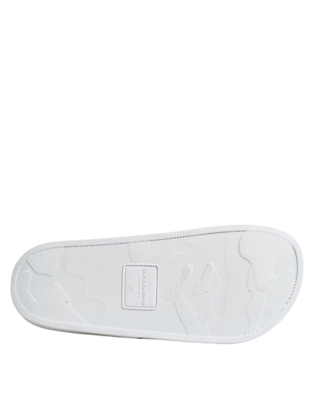 Dolce & Gabbana White Leather Slides Sandals Beachwear Shoes by Dolce & Gabbana