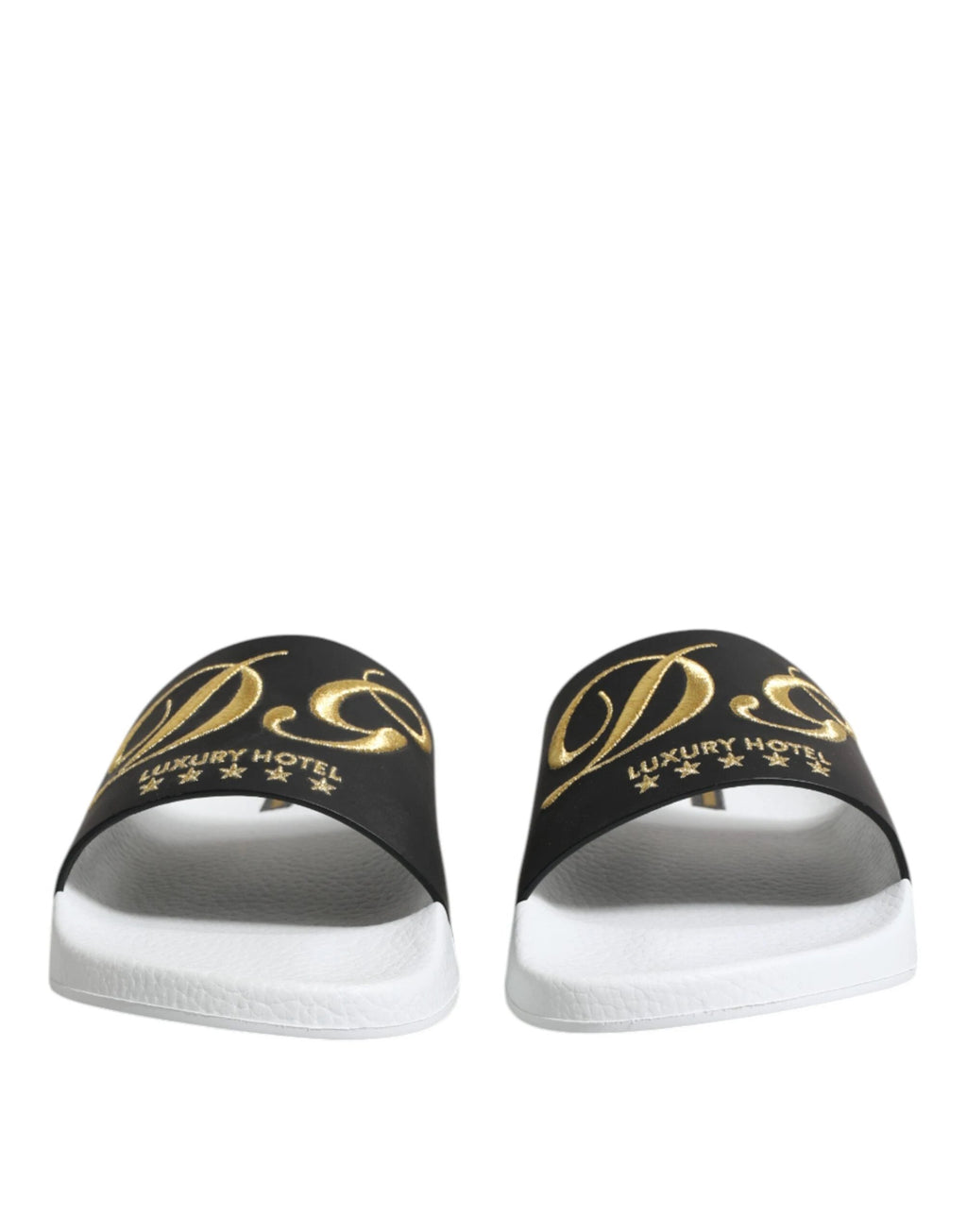 Dolce & Gabbana White Black Leather Sandals Beachwear Shoes by Dolce & Gabbana