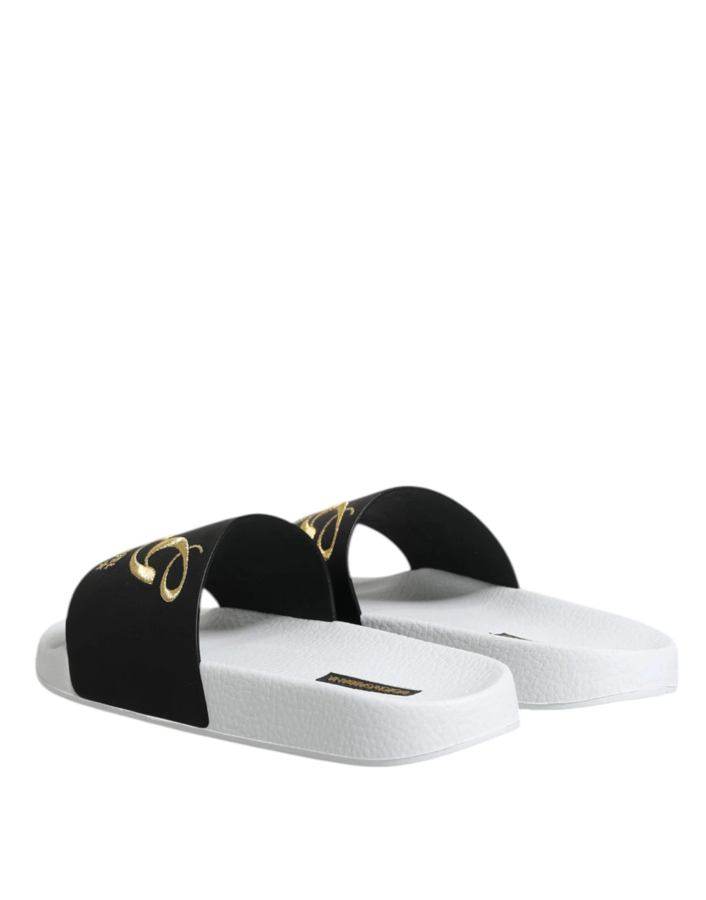 Dolce & Gabbana White Black Leather Sandals Beachwear Shoes by Dolce & Gabbana