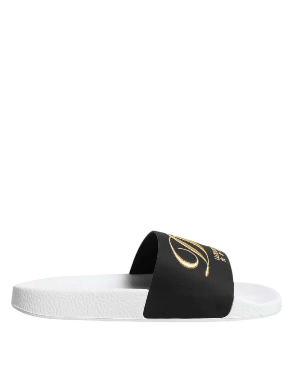Dolce & Gabbana White Black Leather Sandals Beachwear Shoes by Dolce & Gabbana